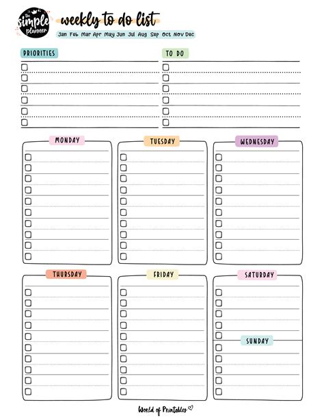 To Do List Weekly Template