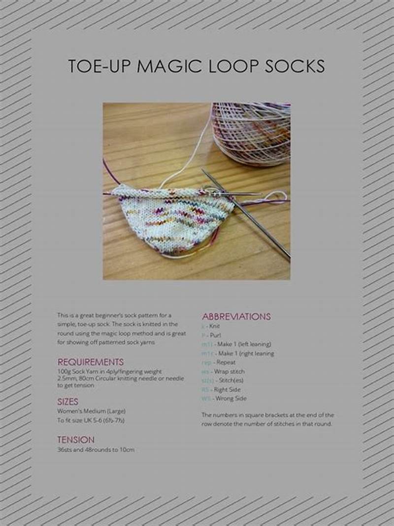 Toe Up Magic Loop Socks Pattern