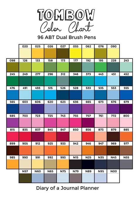 Tombow Dual Brush Pen Color Chart