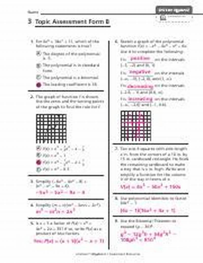 Topic 3 Assessment Form B Answer Key