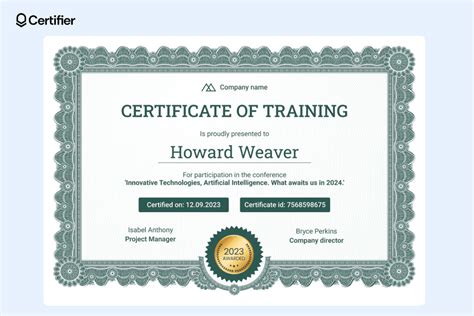 Training Certificate Template