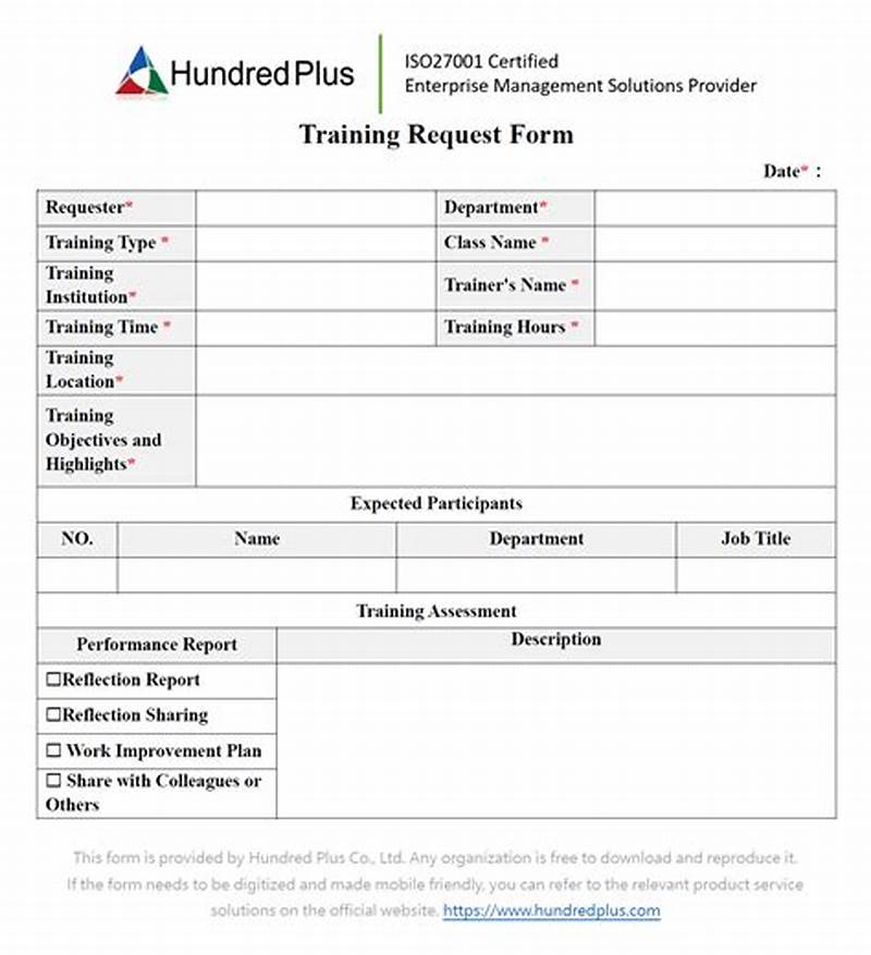 Training Request Form Sample