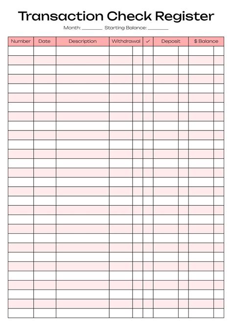 Transaction Register Printable