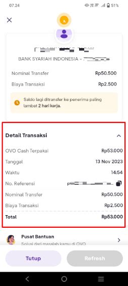 Transfer OVO Berhasil