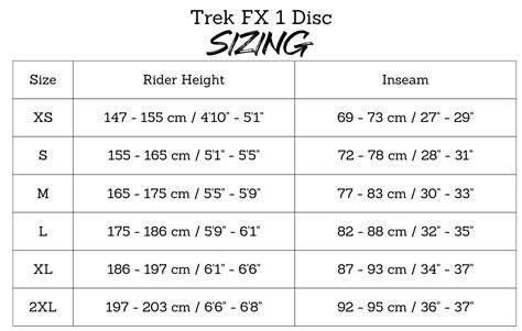 Trek 7.2 Fx Sizing Chart