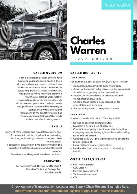 Trucker Resume Template