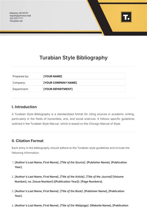 Turabian Bibliography Template