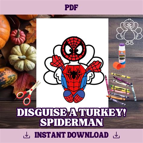 Turkey In Disguise Spiderman Template Printable
