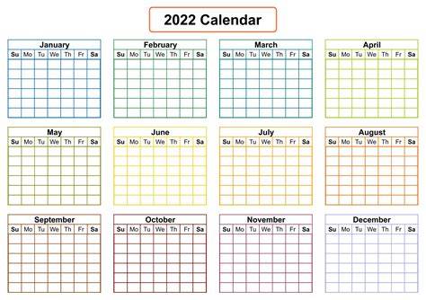 Twelve Month Calendar Template
