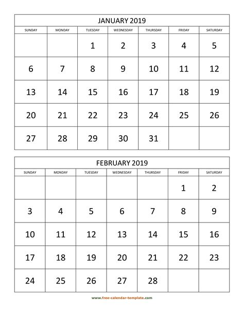 Two Month Calendar Printable