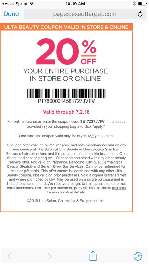 Ulta Cosmetics Coupons Printable