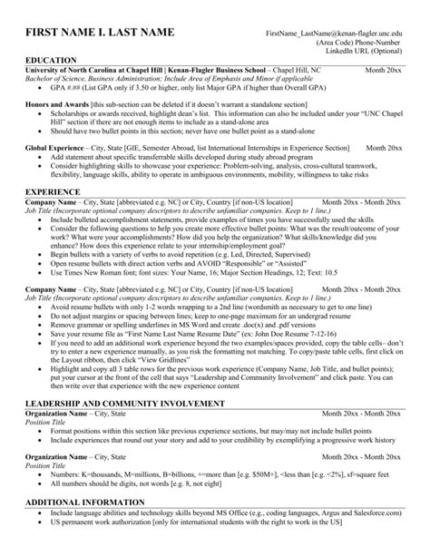 Unc Resume Template