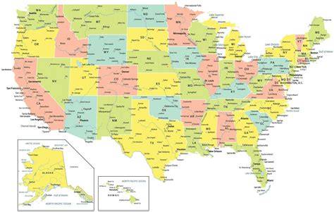 United States Map With Major Cities Printable