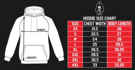 Usa Hoodies Size Chart