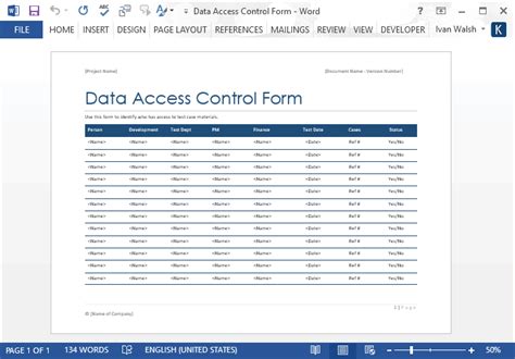 User Access Review Template