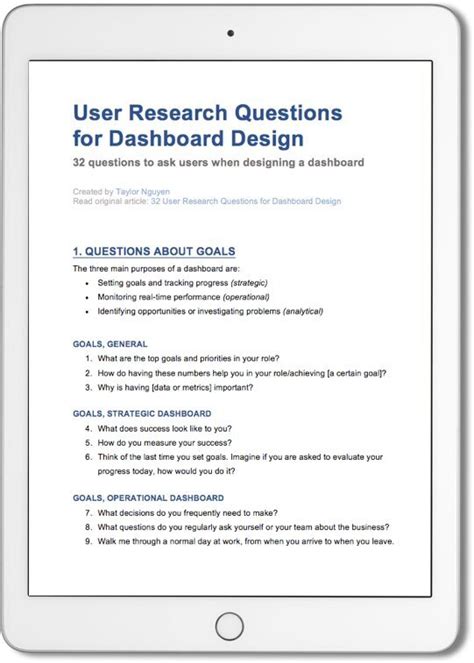 User Research Questions Template