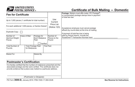 Usps Certificate Of Mailing Form Printable