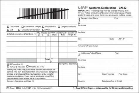 Usps Printable Customs Form