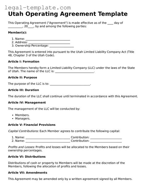 Utah Llc Operating Agreement Template