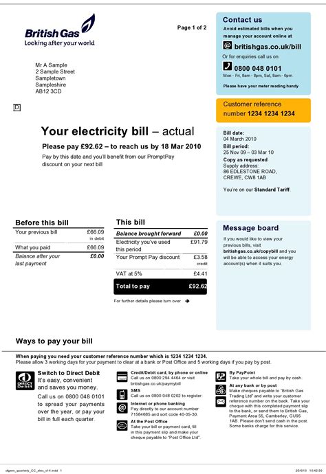 Utility Bill Template Free