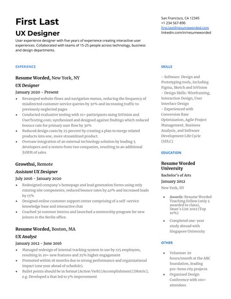 Ux Resume Template