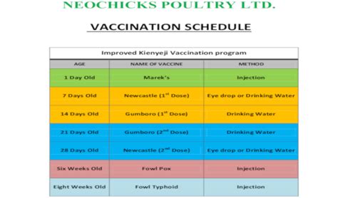 Vaccination Chart For Poultry