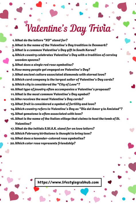 Valentine's Day Trivia Questions And Answers Printable