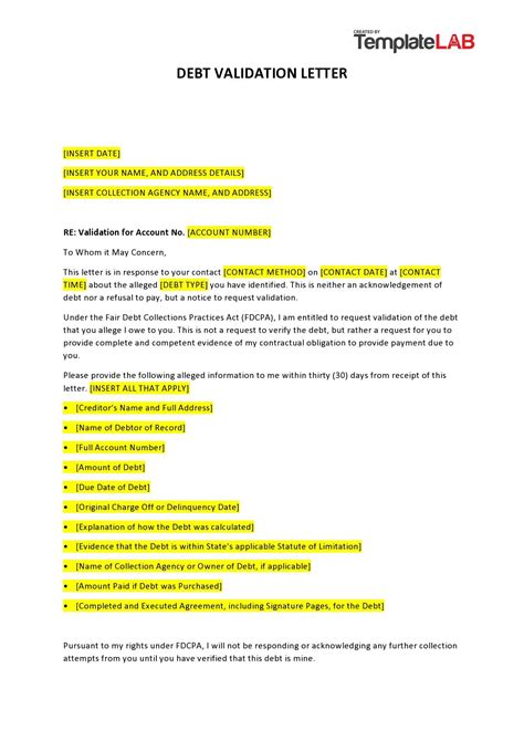 Validation Letter Template