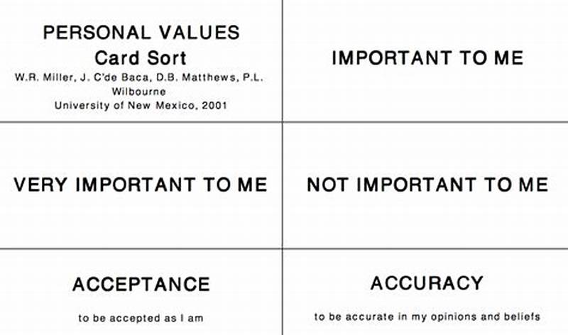 Values Card Sort Printable