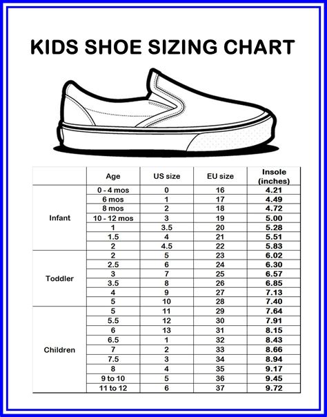 Vans Toddler Size Chart
