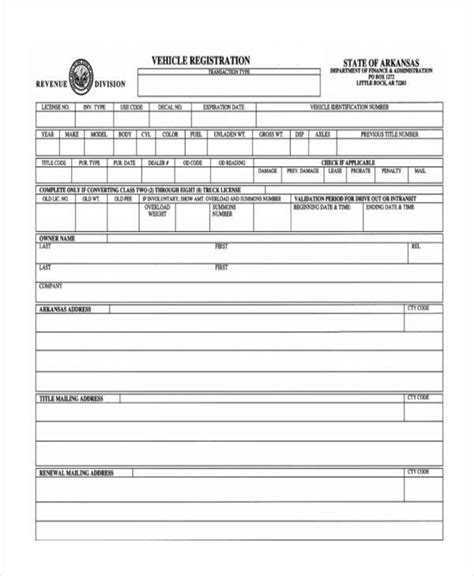 Vehicle Information Form Template