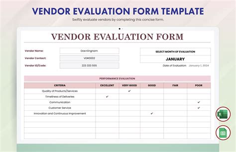Vendor Evaluation Template Excel Free