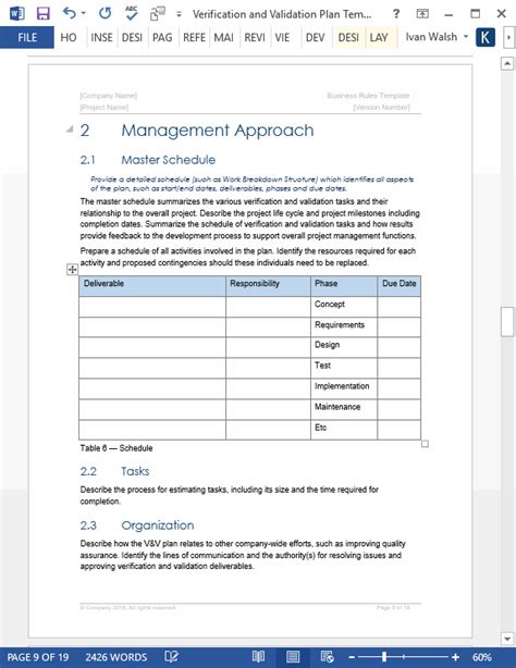 Verification And Validation Plan Template