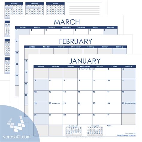 Vertex42 Calendar Template