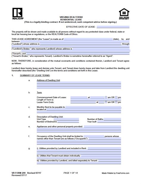 Virginia Lease Template
