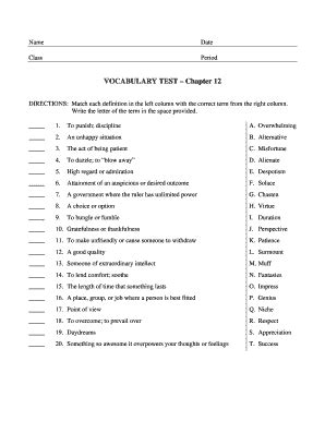 Vocab Test Template
