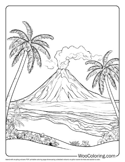 Volcano Printable Coloring Pages