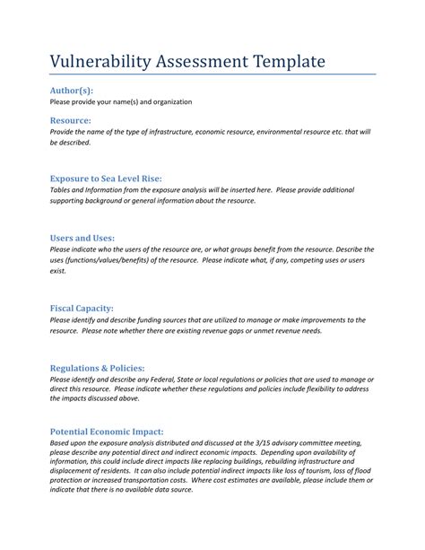 Vulnerability Assessment Template
