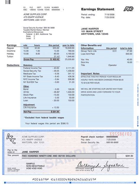 Walmart Check Stub Template
