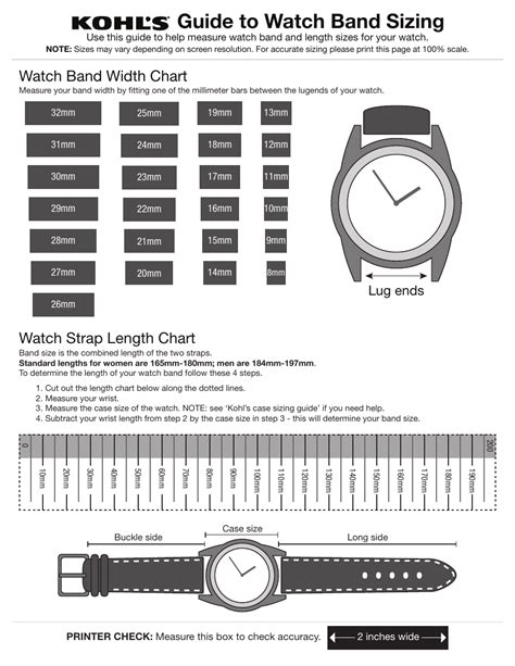 Watch Band Size Chart
