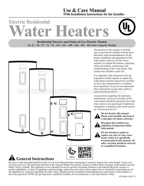 Water Heater Manual