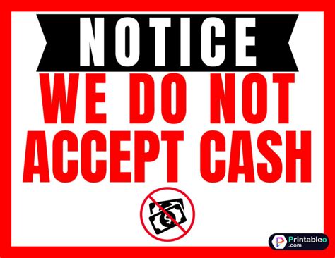We Do Not Accept Cash Over 10 000 Printable Sign