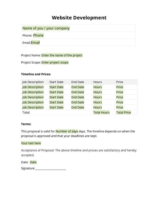 Web Development Proposal Template