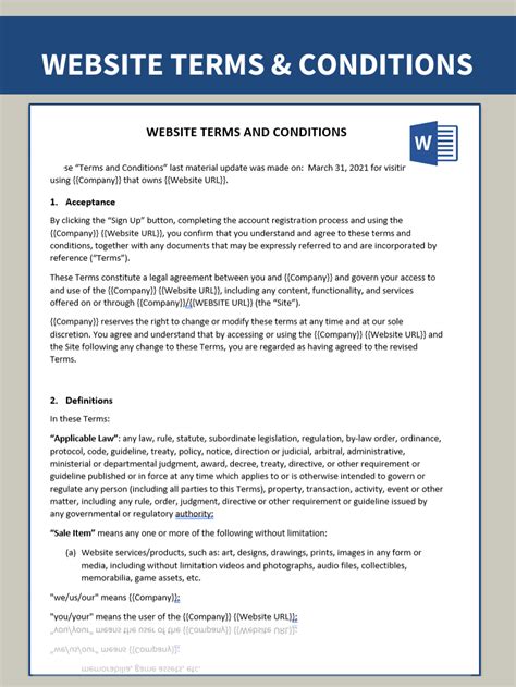 Web Terms And Conditions Template
