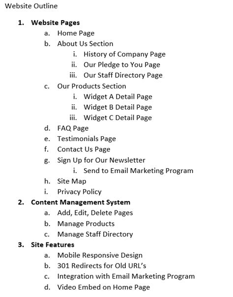 Website Content Outline Template