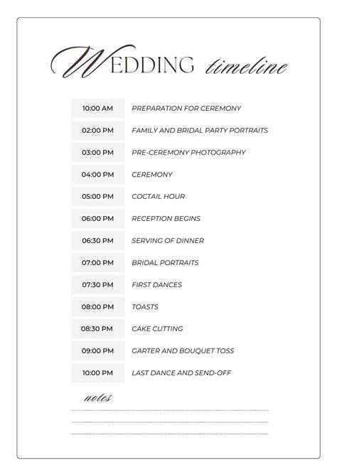 Wedding Agenda Template