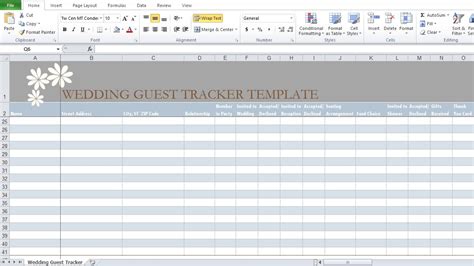 Wedding Guest List Excel Template