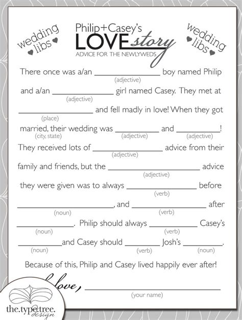 Wedding Mad Libs Printable