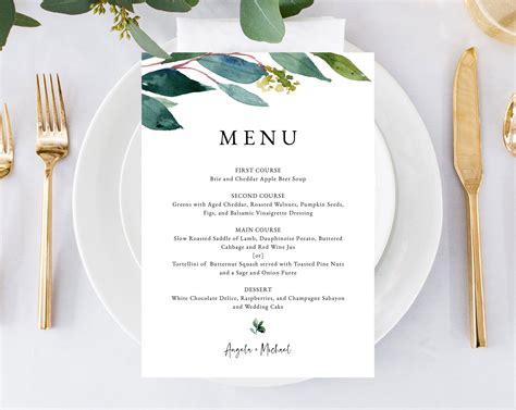 Wedding Menu Templates