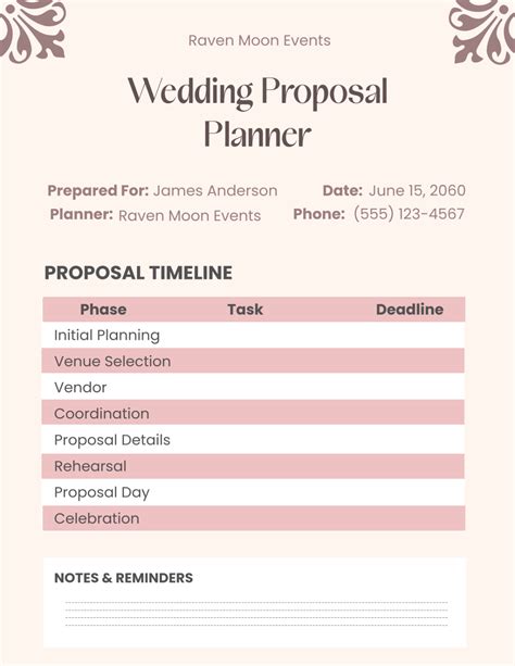 Wedding Planning Proposal Template